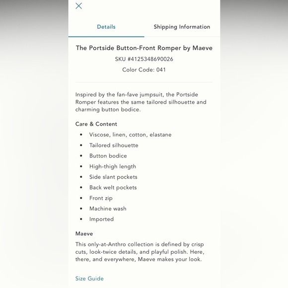 NWT Maeve for Anthropologie Romper - Picture 5 of 10